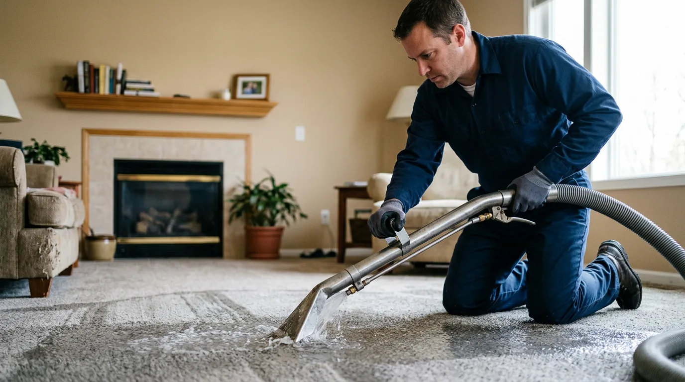 Water damage restoration technician working near Janesville, CA